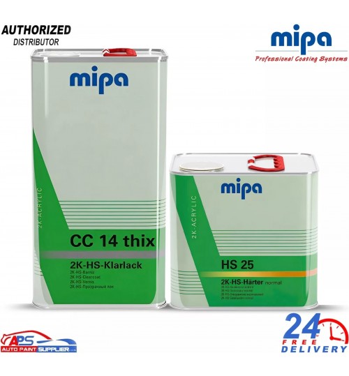 MIPA CC14 THIX 2K HS Clearcoat Lacquer With HS25 STD hardener - 7.5L Kit
